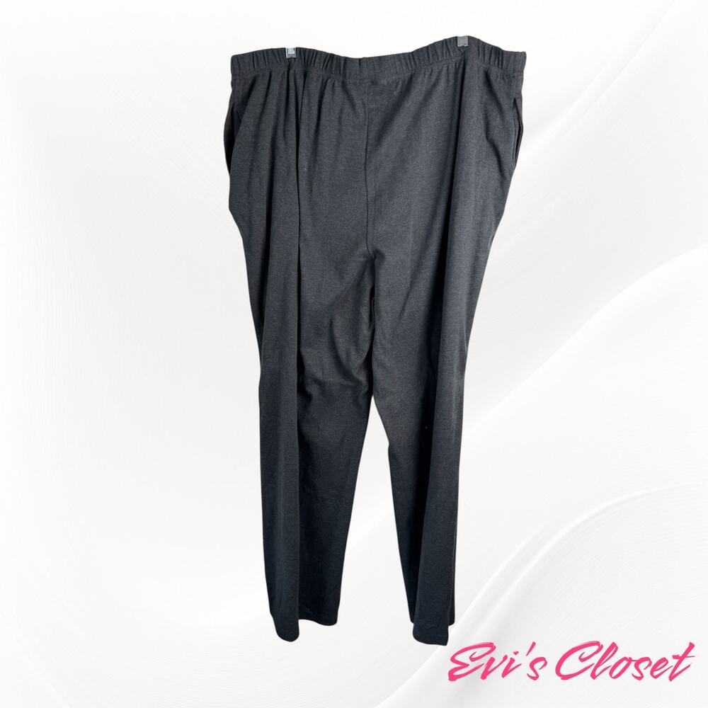 Woman Within Plus Sz 2X  Dark Grey Pants Elasticated Waist 2 Side Pockets